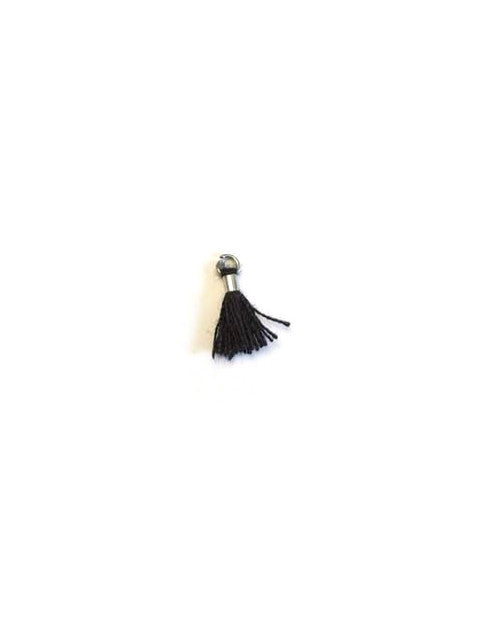 Mini pompon en coton attache argentée - 10 mm
