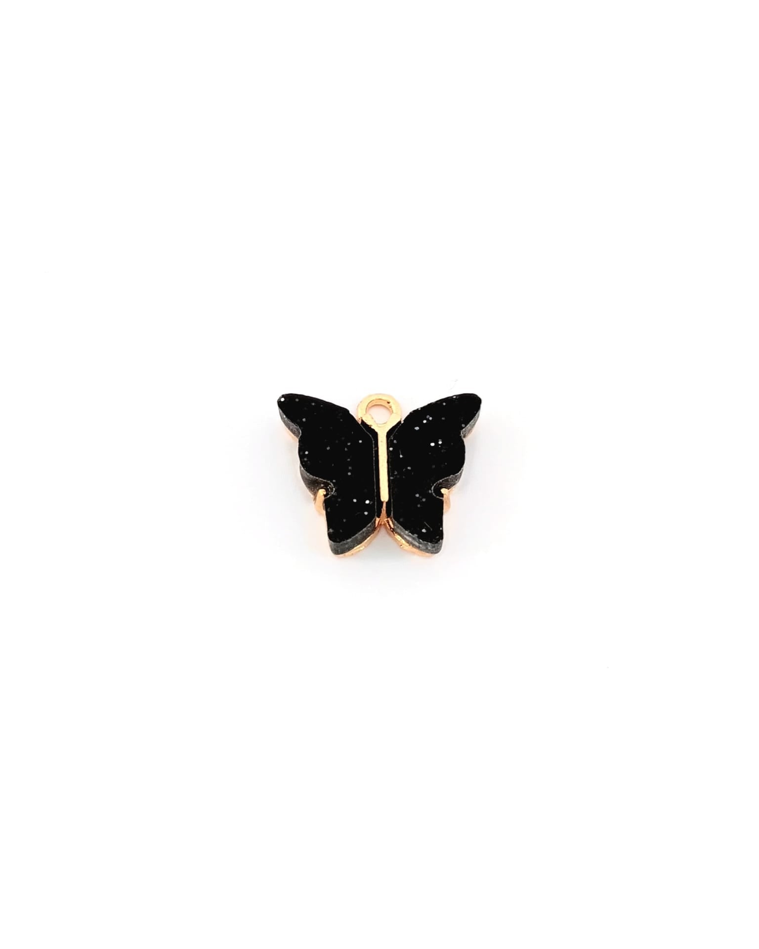 Breloque papillon en résine pailletée - 14x16 mm