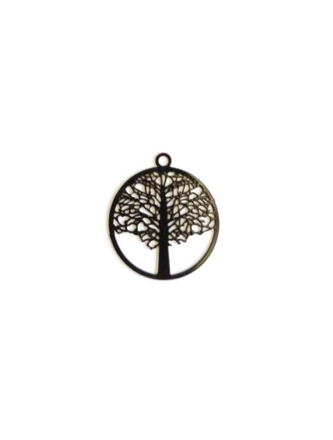 Estampe filigrane ronde, arbre de vie - 21x18 mm