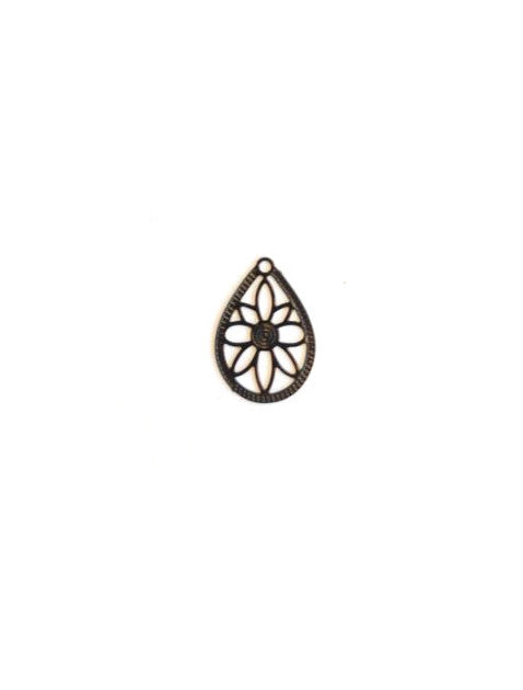 Breloque filigrane goutte - 16x12 mm