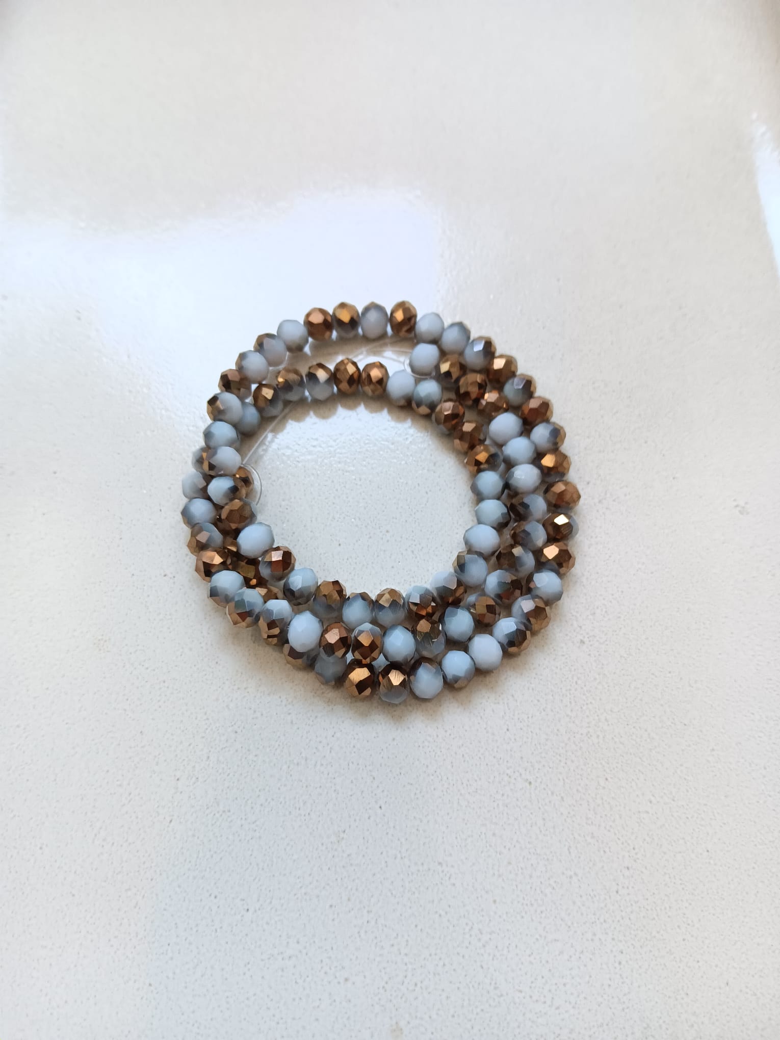 perlesetcreationbijoux - fil de perles rondelles à facettes en verre de 6x5 mm doré et blanc