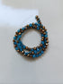 perlesetcreationbijoux - fil de perles rondelles à facettes en verre de 6x5 mm doré et bleu