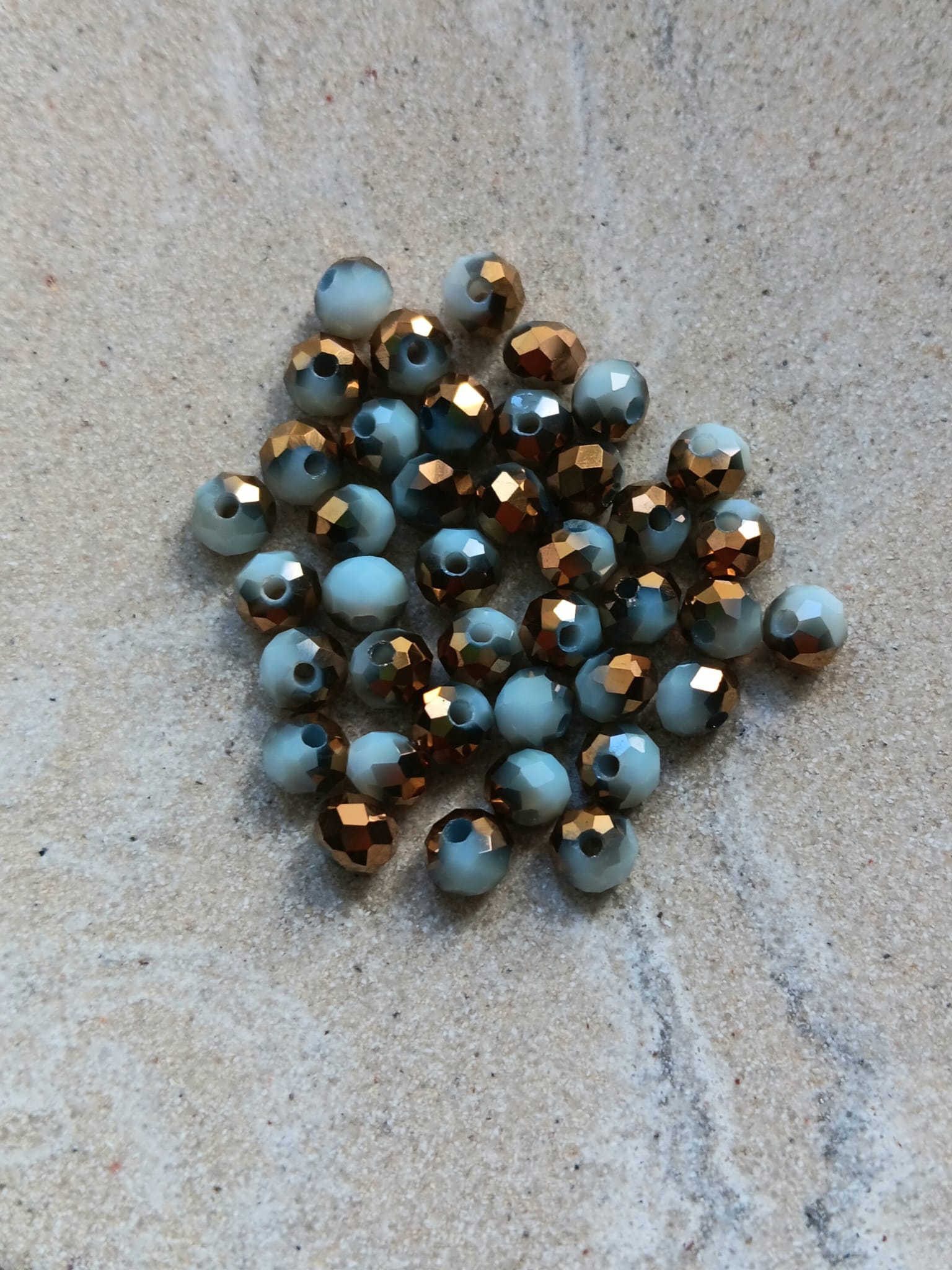 perlesetcreationbijoux - perles rondelles à facettes en verre de 6x5 mm doré et gris