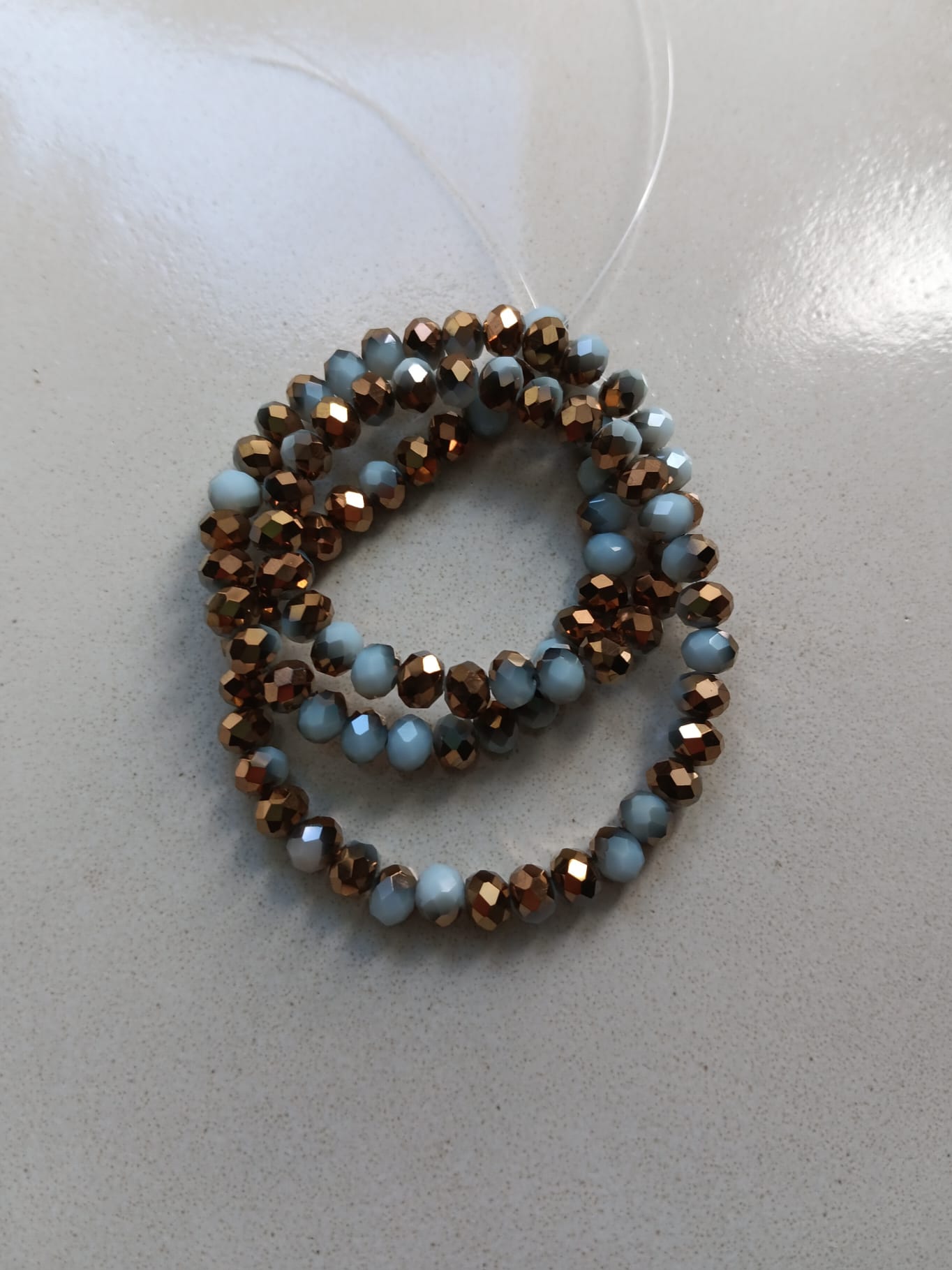 perlesetcreationbijoux - fil de perles rondelles à facettes en verre de 6x4 mm doré et gris