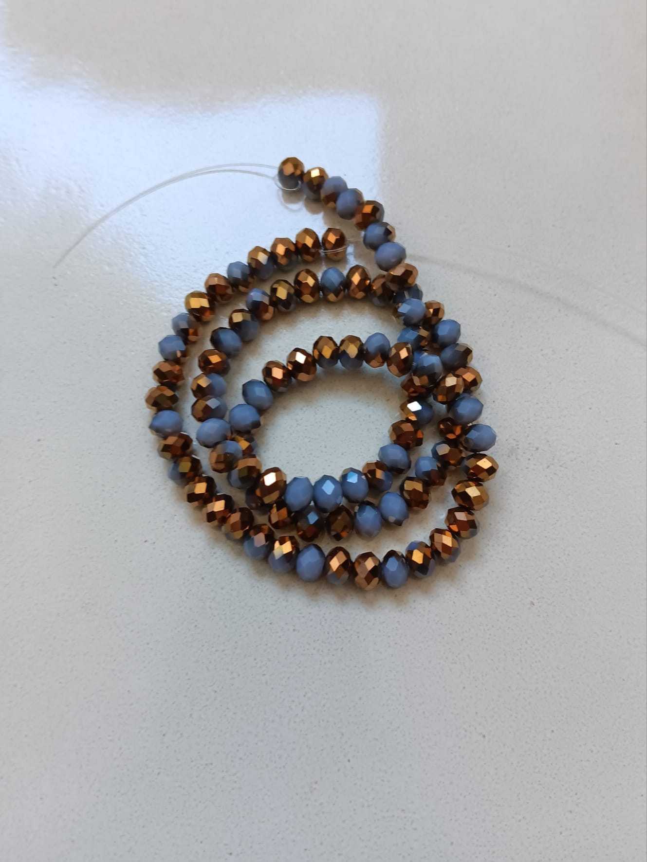 perlesetcreationbijoux - fil de perles rondelles à facettes en verre de 6x5 mm doré et gris