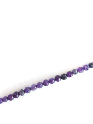 Perles rondes facettées agate naturelle violette - 4mm