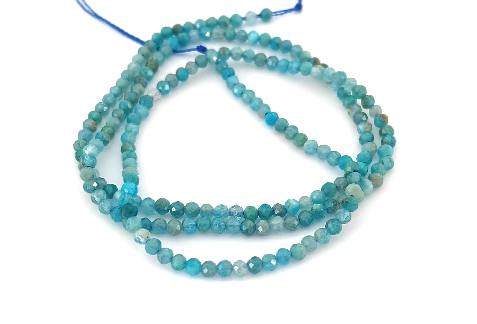 Perles rondes facettées Apatite naturelle - 2 mm