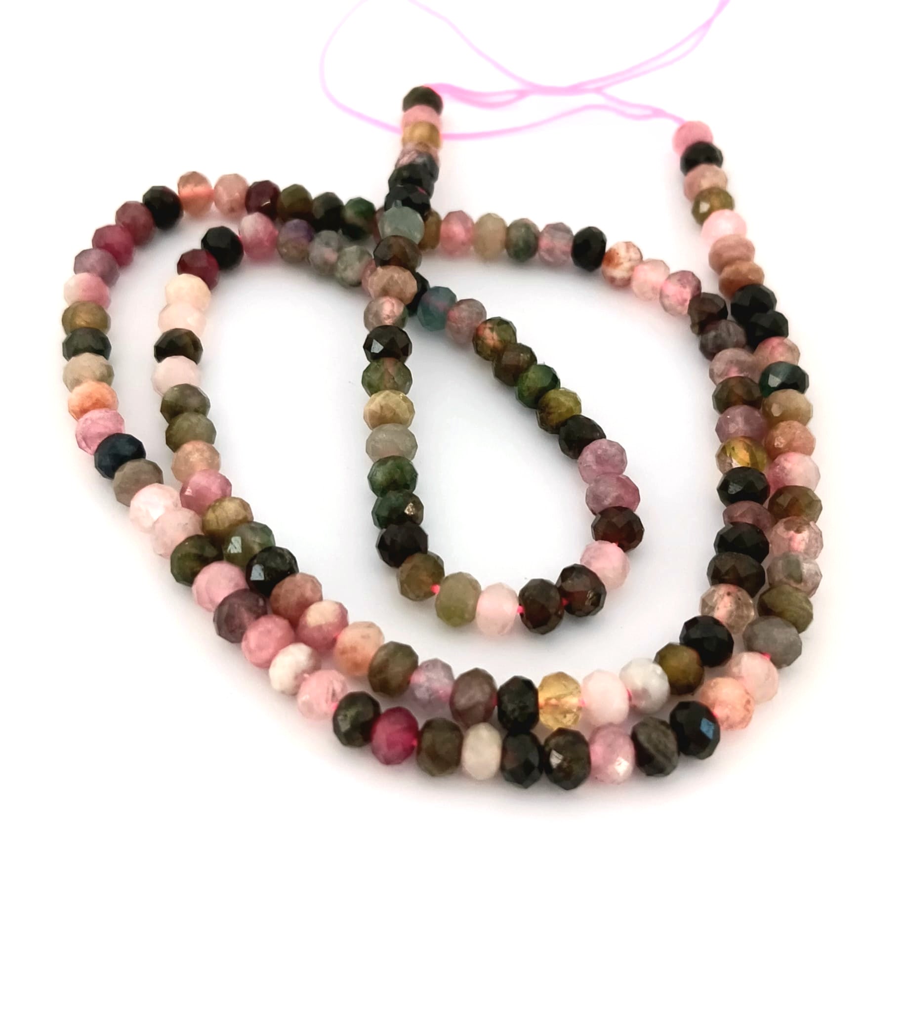 Perles rondelles facettées tourmaline naturelle - 4x3 mm