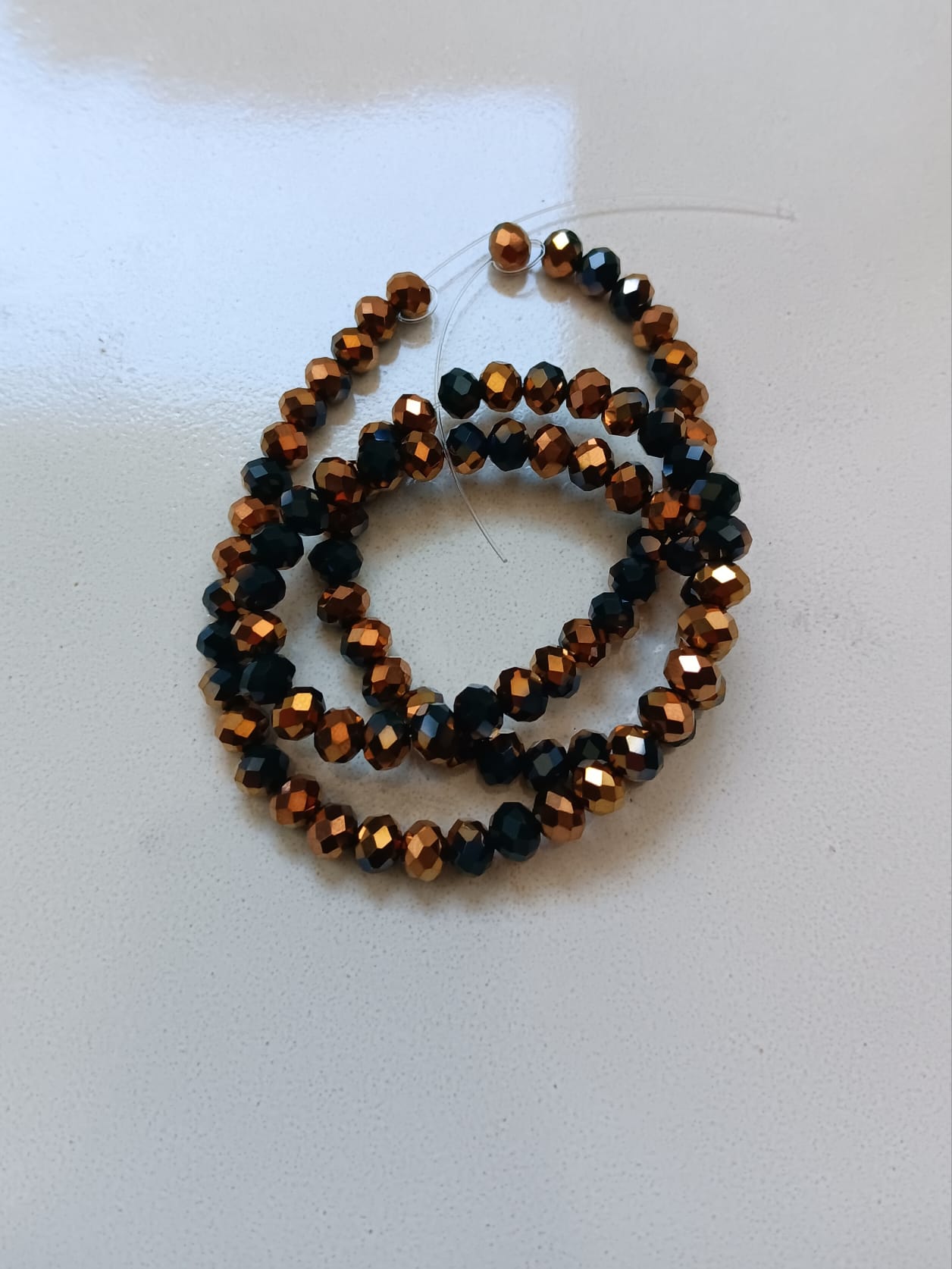 perlesetcreationbijoux - fil de perles rondelles à facettes en verre de 6x5 mm doré et vert