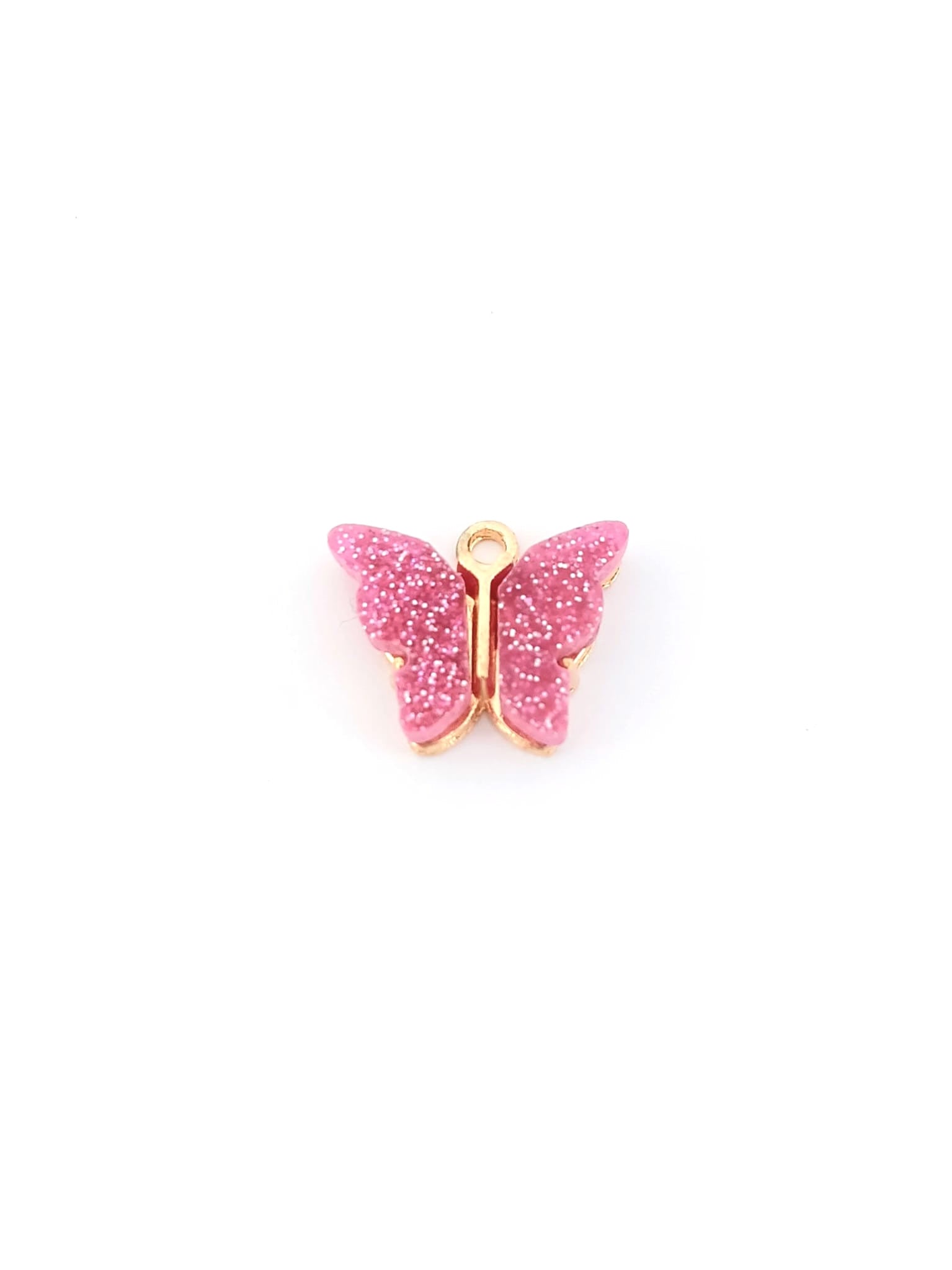 Breloque papillon en résine pailletée - 14x16 mm