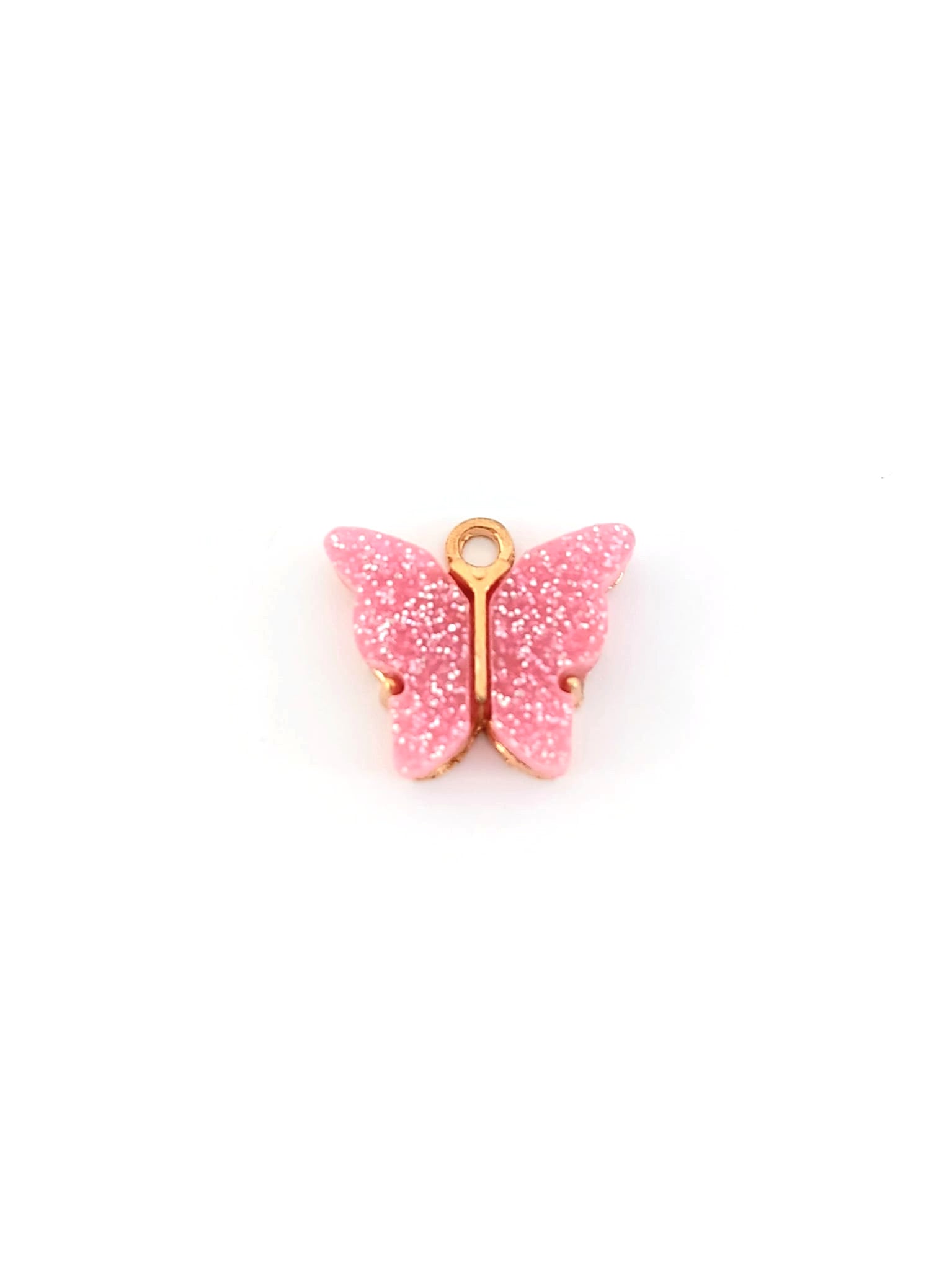 Breloque papillon en résine pailletée - 14x16 mm
