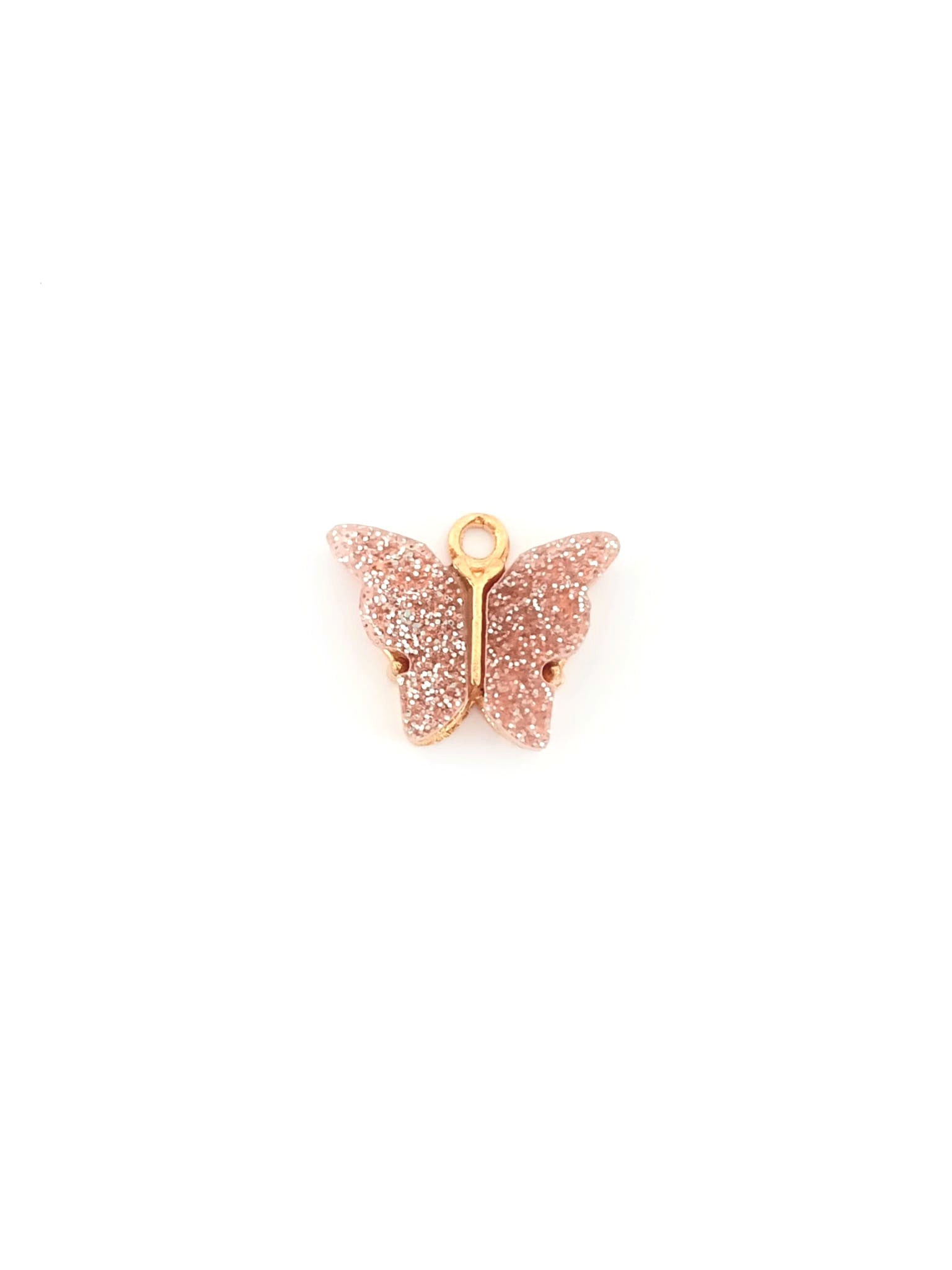 Breloque papillon en résine pailletée - 14x16 mm