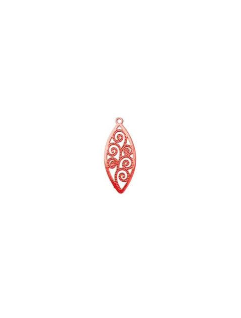 Breloque filigrane navette - 20x8 mm