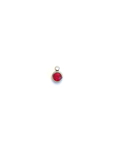 Breloque strass base acier inox argenté - 8x6 mm