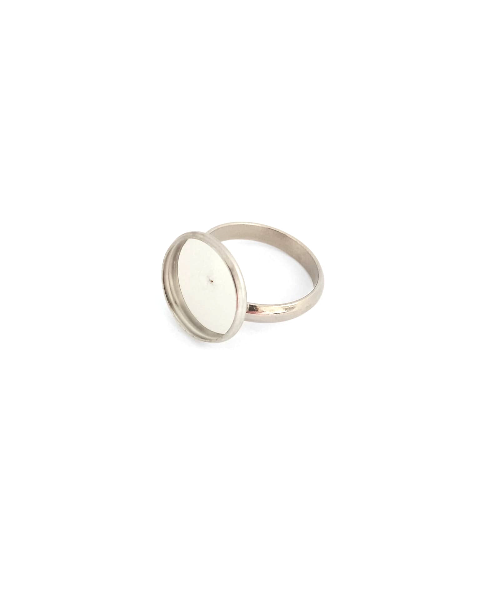 Bague pour cabochon acier inox argenté 304 - 14 mm