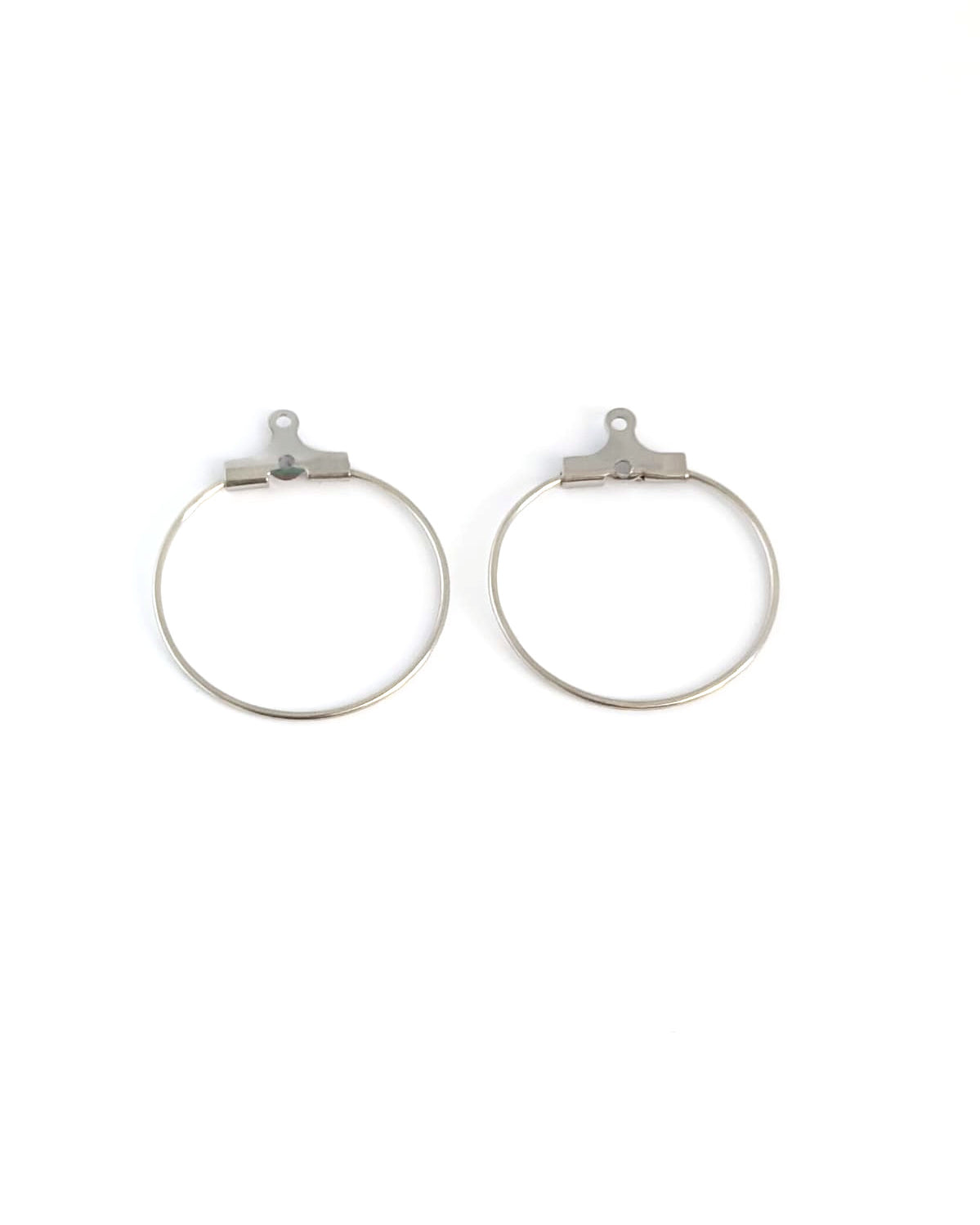 Supports boucles d'oreilles créoles à décorer acier inox argenté 304 - 22 mm x1 paire