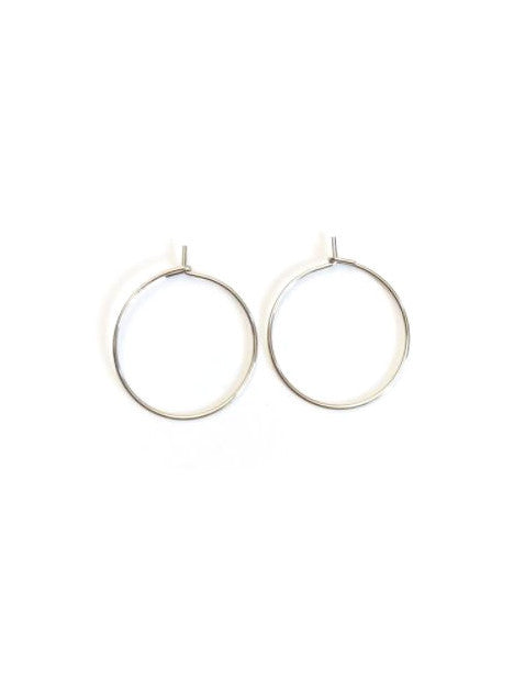 Créoles fines à décorer acier inox argenté 316 - 20mm x1 paire