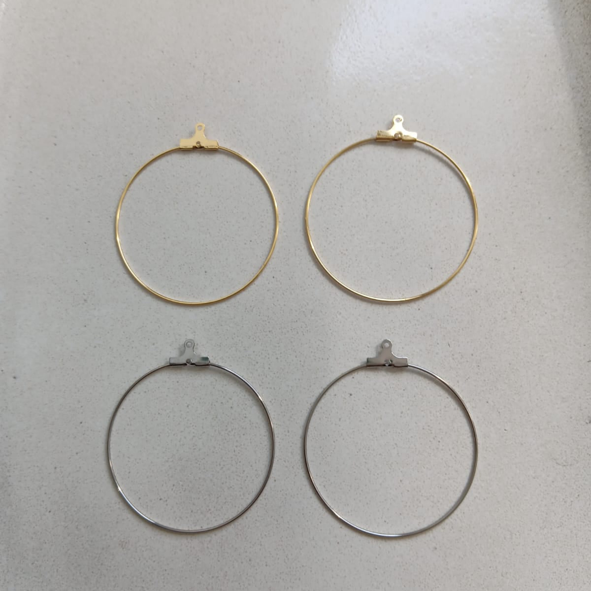 perlesetcreationbijoux - supports créoles à décorer en acier inoxydable argenté et doré de 40 mm