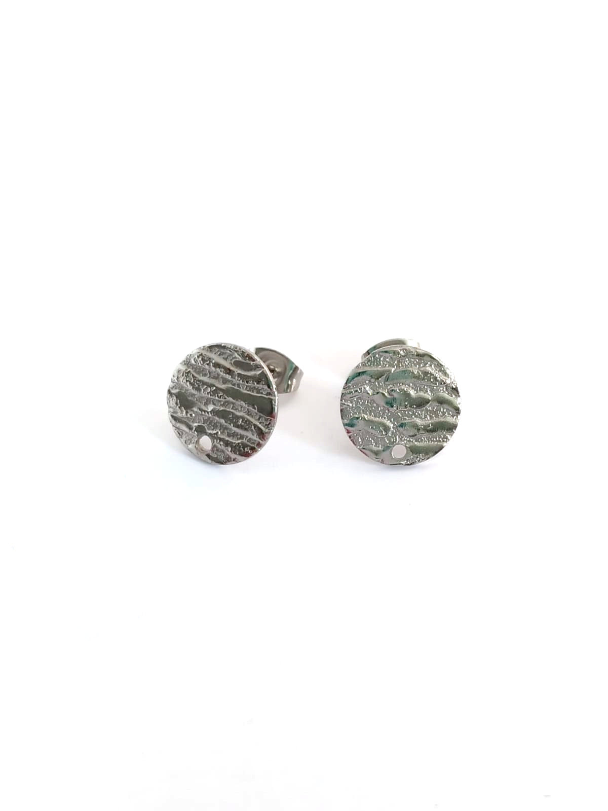 Clous d'oreilles ronds effet texturé acier inox 304 - 12 mm x1 paire