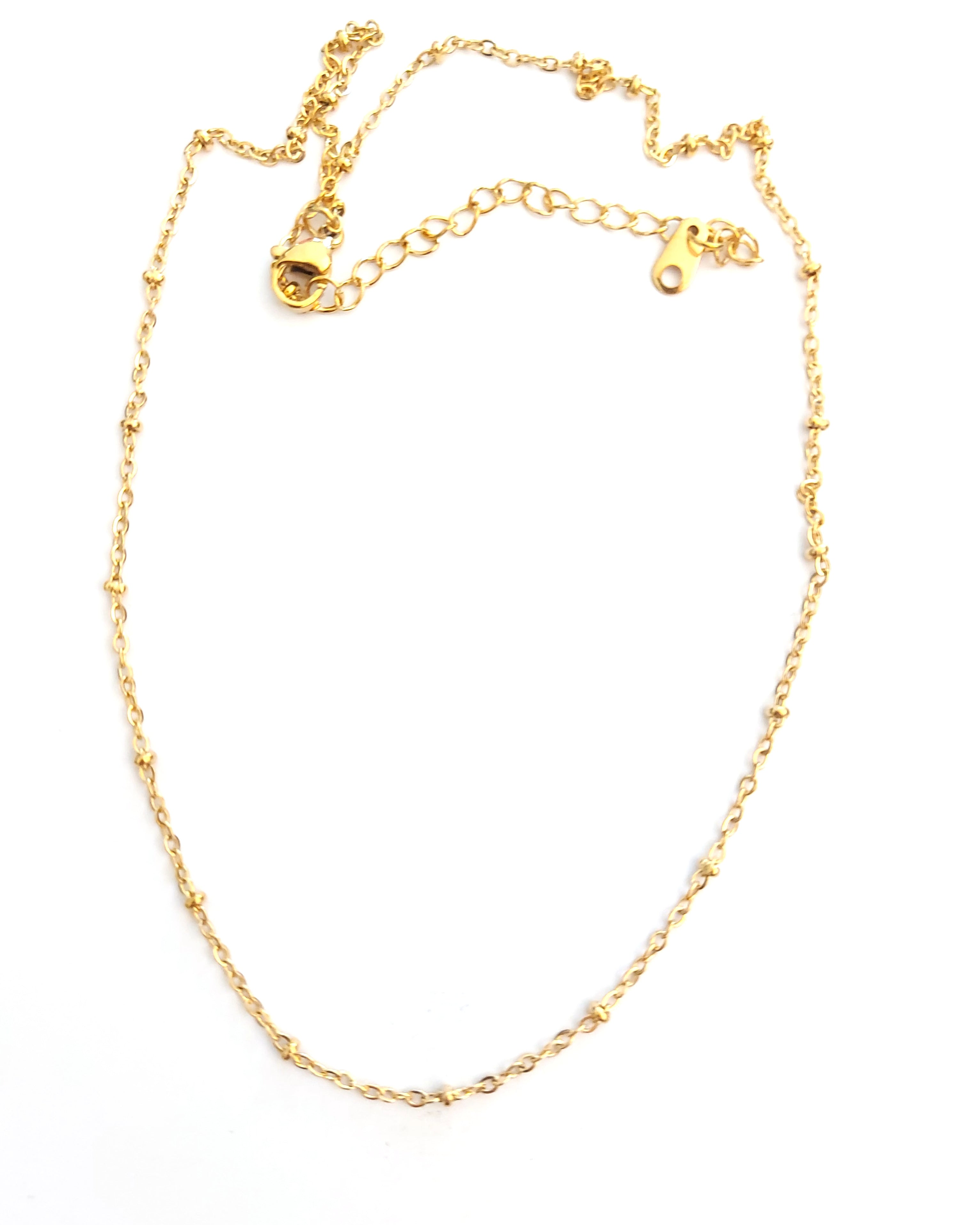 Collier maille perlée acier inox doré 304 - 41 cm