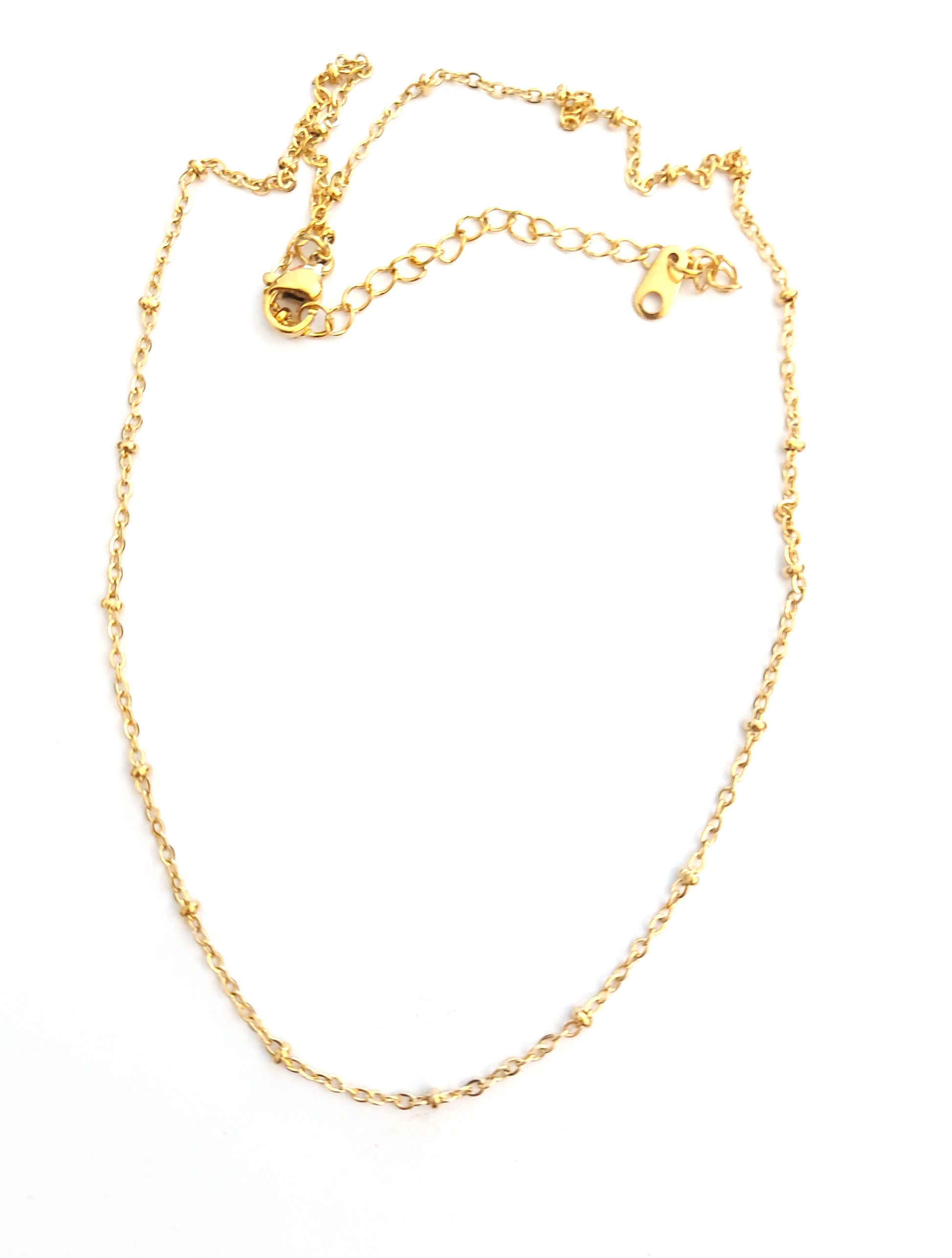 Collier maille perlée acier inox doré 304 - 41 cm