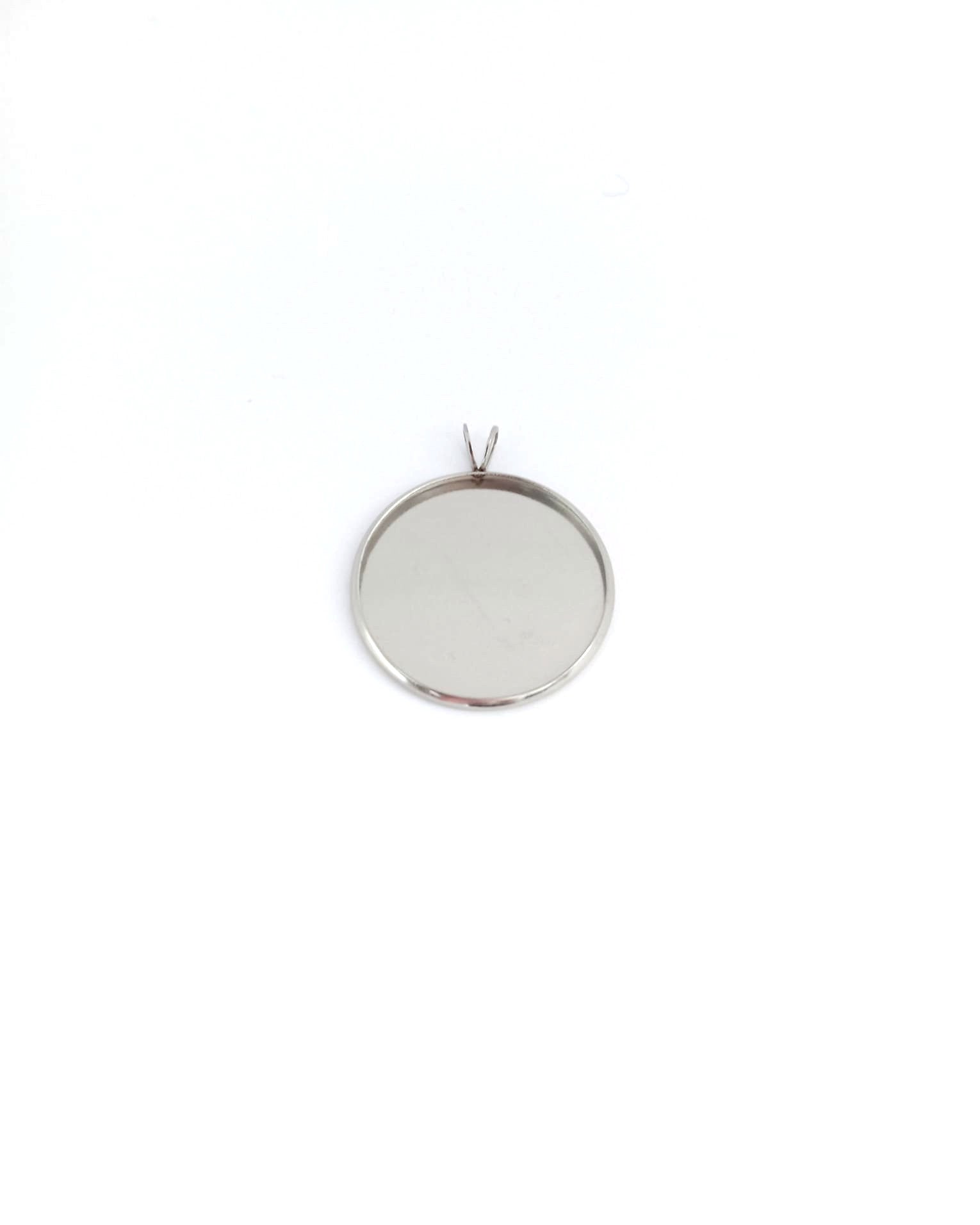 Pendentif pour cabochon acier inox argenté 304 - 25mm