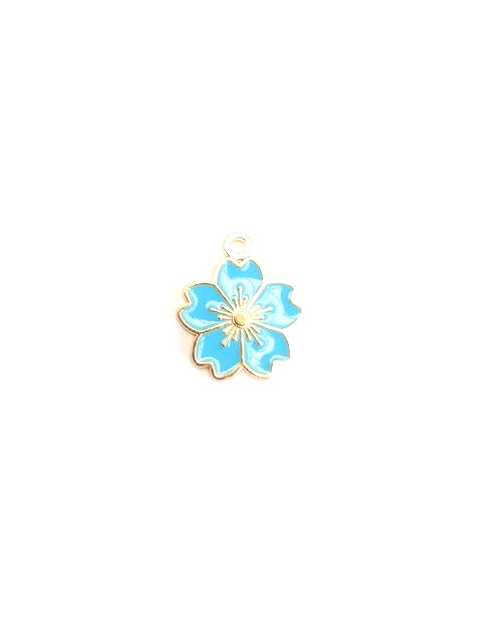 Breloque fleur émaillée base dorée - 20x17 mm