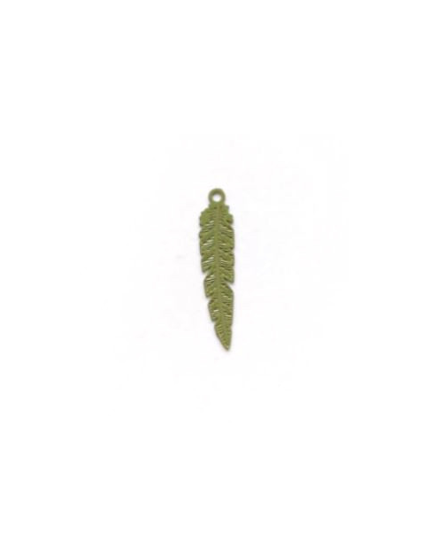 Breloque filigrane plume - 21x5 mm