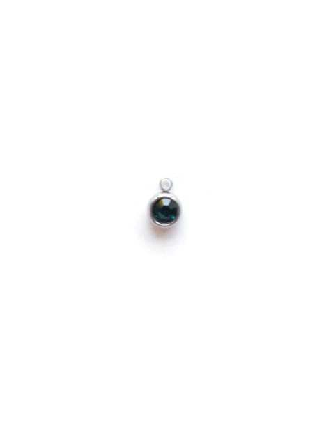 Breloque strass base acier inox argenté - 8x6 mm