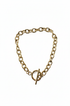 perlesetcreationbijoux - bracelet maille ovale avec fermoir T en acier inoxydable doré