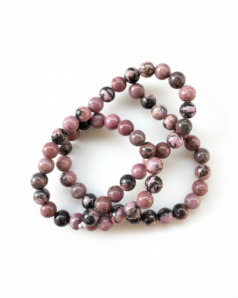 perlesetcreationbijoux - perles rondes en rhodonite naturelle de 6 mm