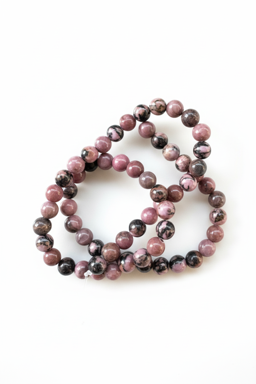 perlesetcreationbijoux - perles rondes en rhodonite naturelle de 6 mm