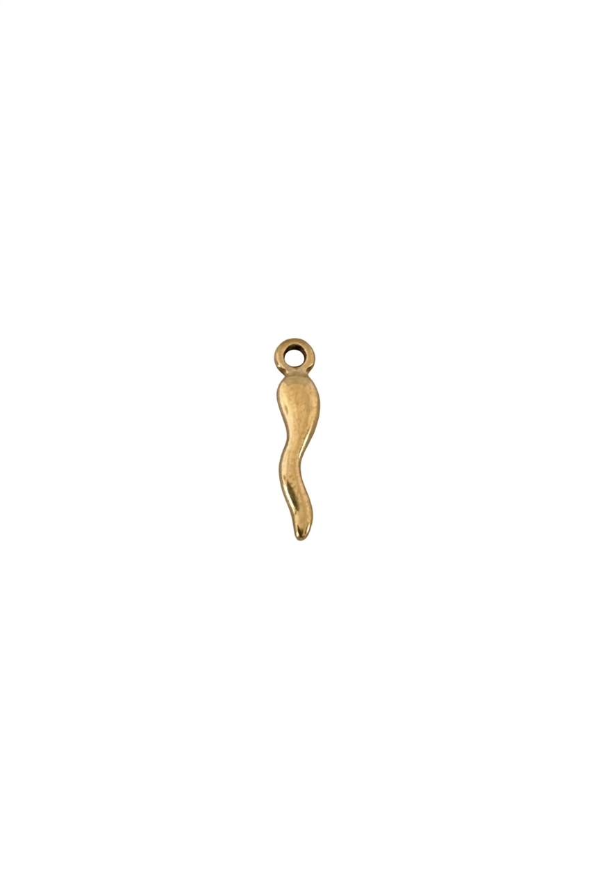 Breloque piment dorée sur fond blanc