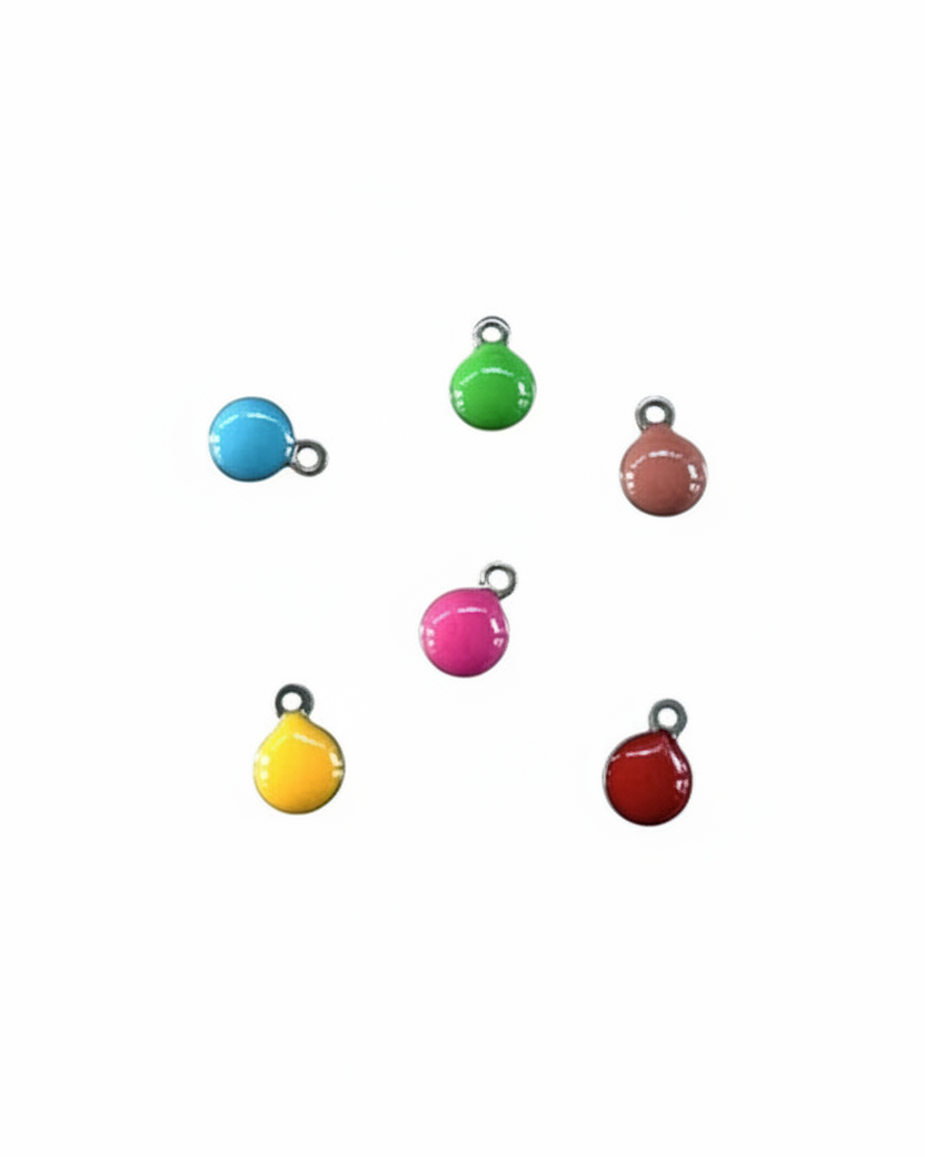 Breloques boules émail multicolores fond blanc
