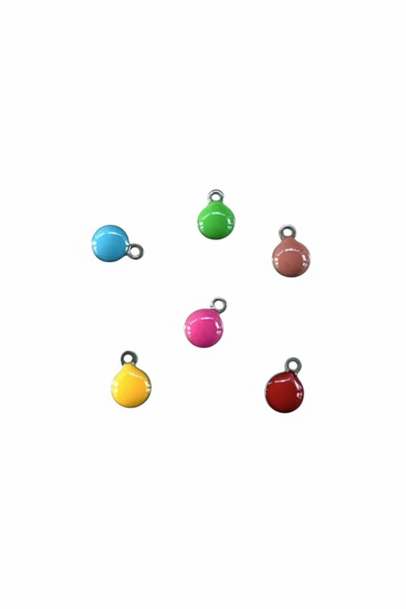 Breloques boules émail multicolores fond blanc