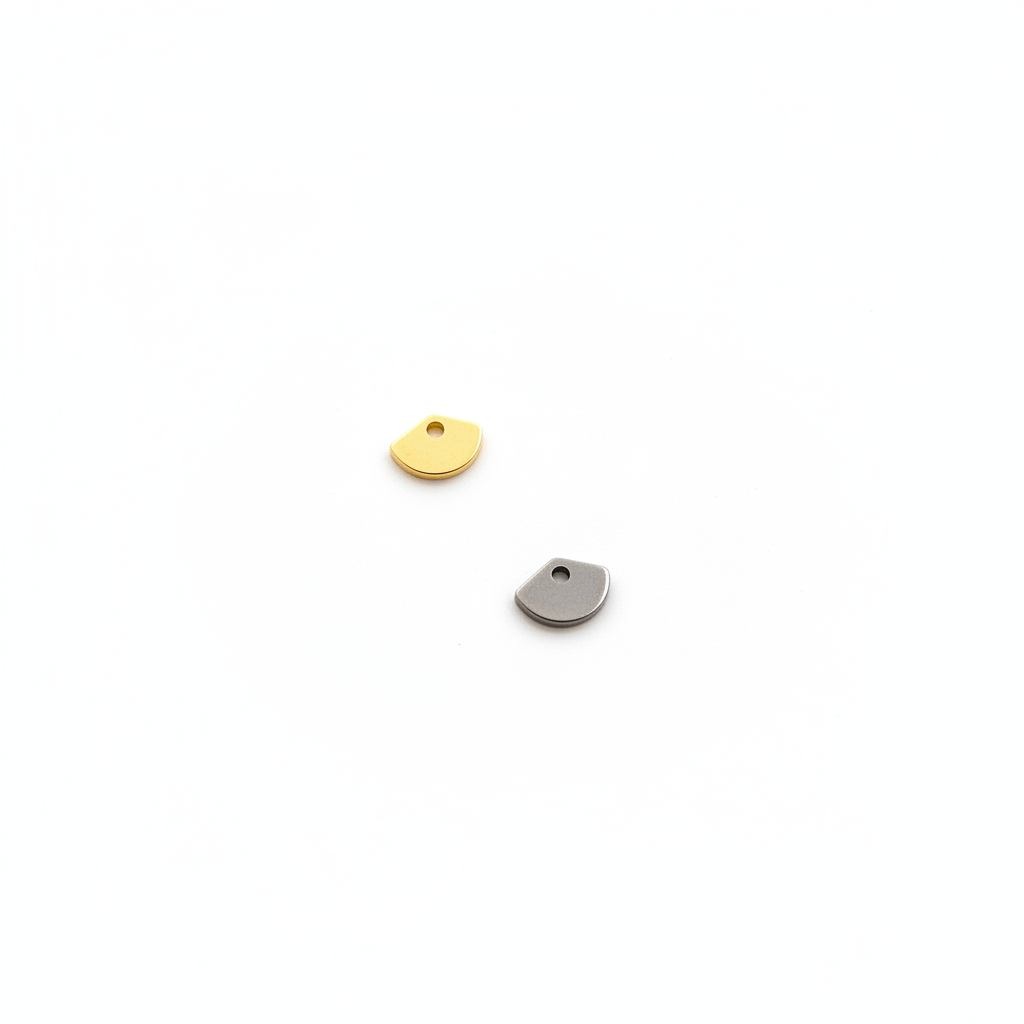 perlesetcreationbijoux - breloque éventail acier inox doré et argenté 5x8 mm
