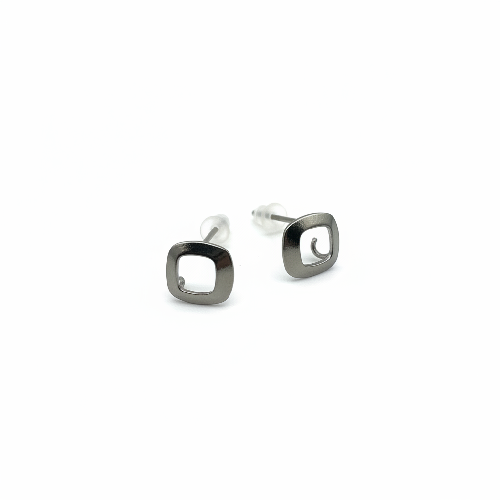 perlesetcreationbijoux - clous d'oreilles losanges en acier inoxydable argenté