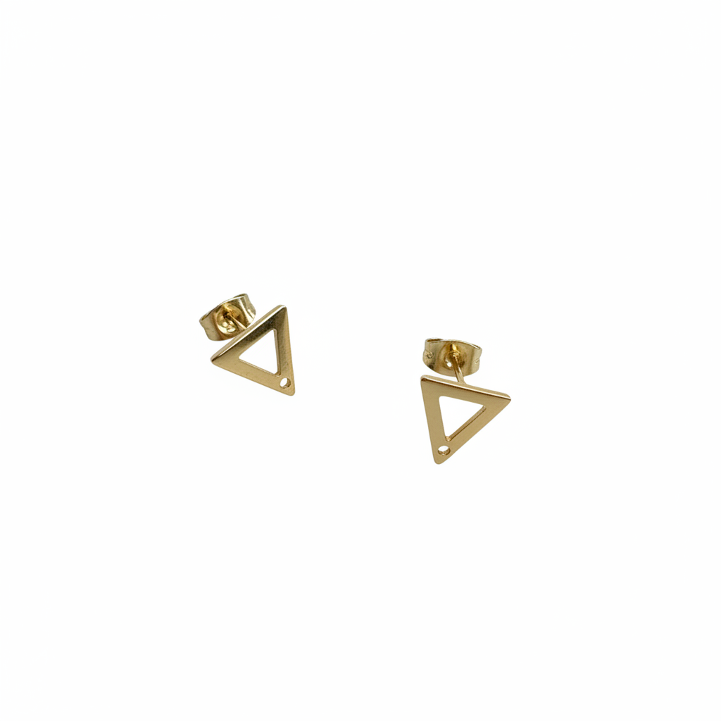 Perlesetcreationbijoux - Clous d'oreilles triangle acier inoxydable doré 