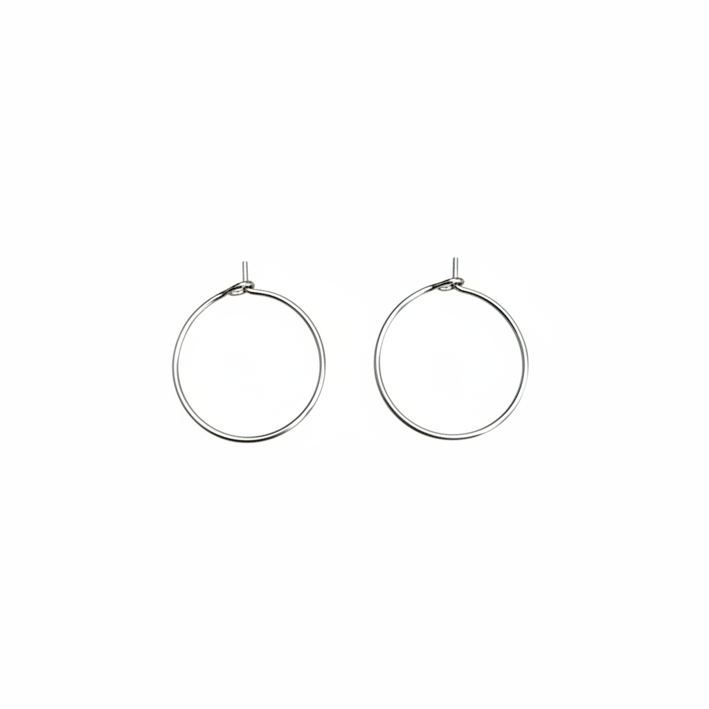 perlesetcreationbijoux - creoles fines à décorer en acier inoxydable 316L rgenté 20 mm