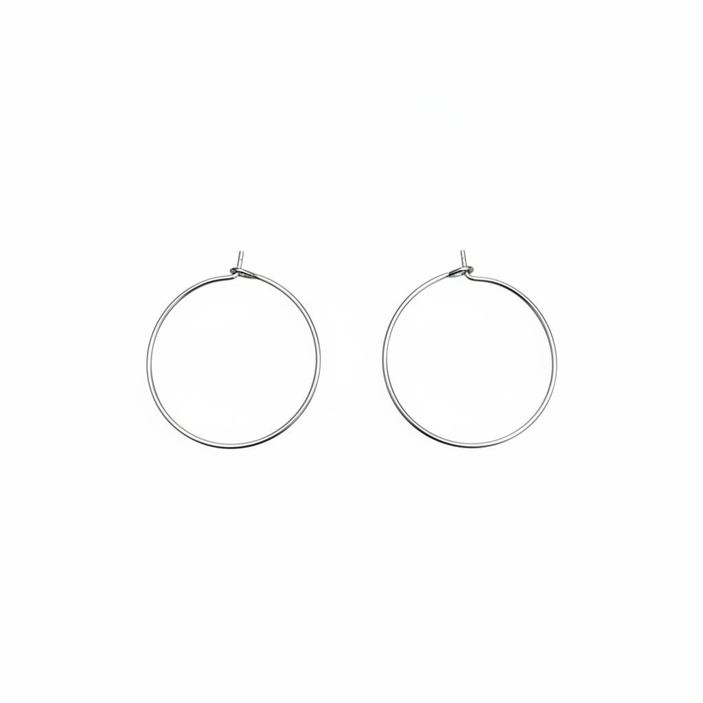 perlesetcreationbijoux - creoles fines à décorer en acier inoxydable 316L rgenté 25 mm