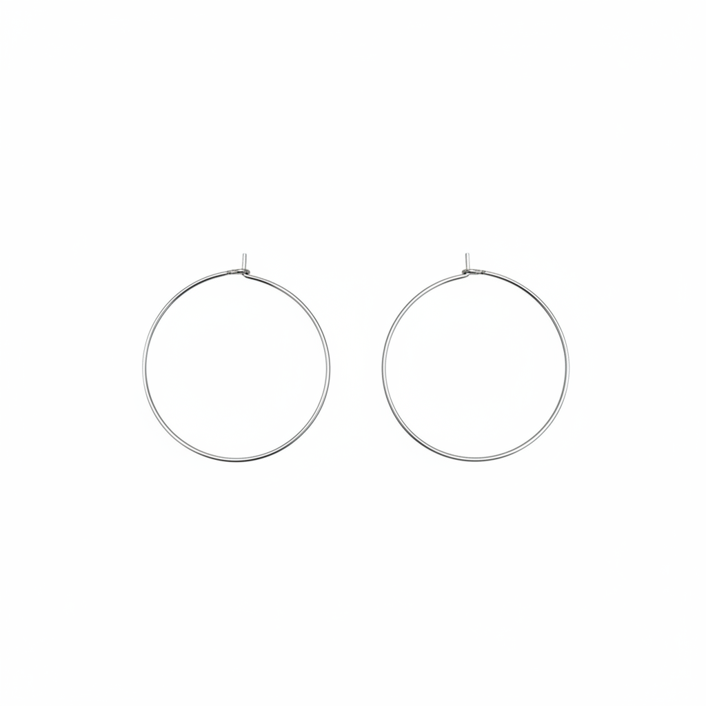 perlesetcreationbijoux - creoles fines à décorer en acier inoxydable 316L argenté 35 mm