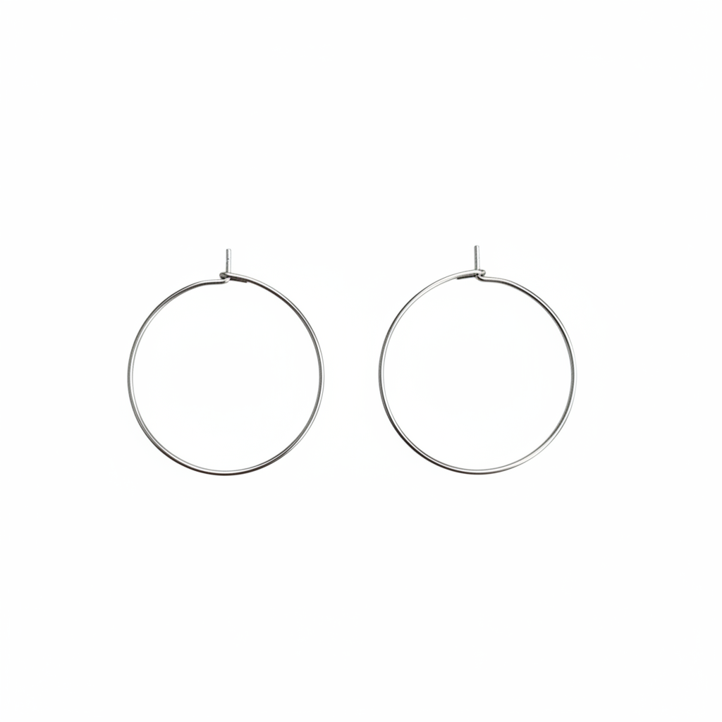 perlesetcreationbijoux - creoles fines à décorer cier inoxydable 316 argenté 25 mm