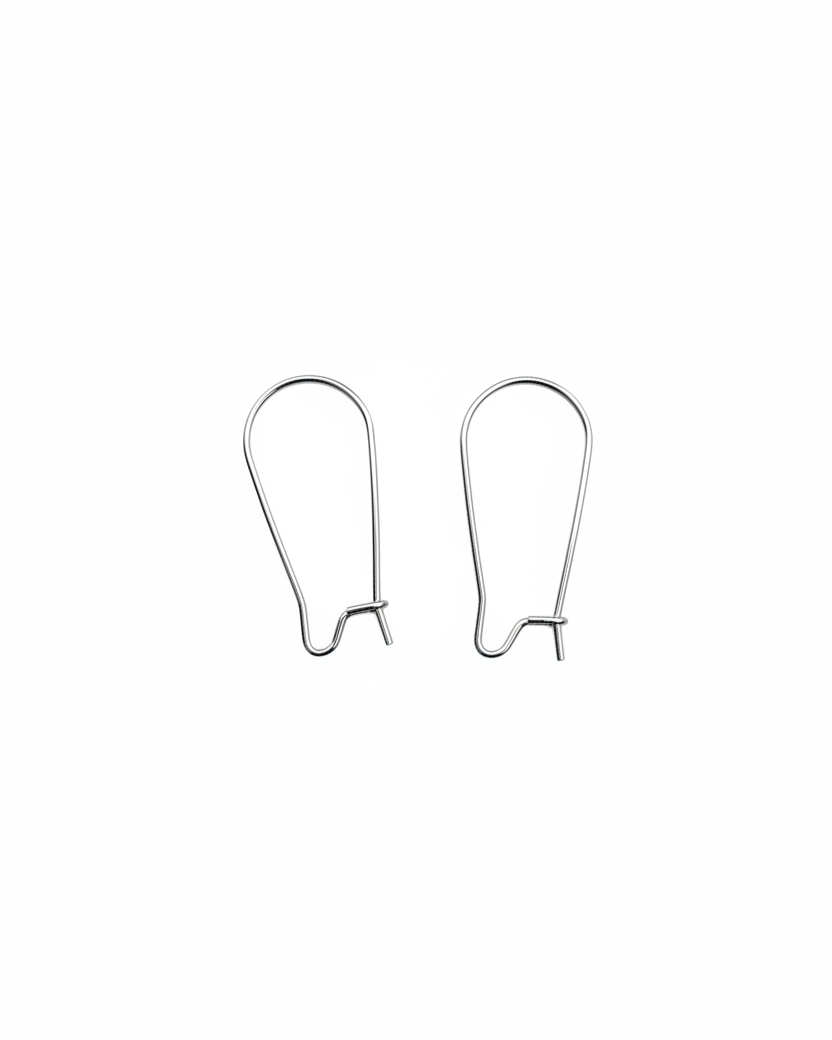 perlesetcreationbijoux - crochets dormeuses en acier inoxydable 316L argenté 25x12 mm
