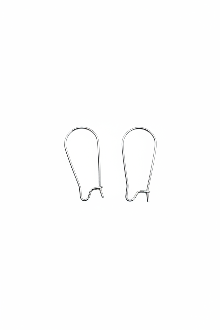 perlesetcreationbijoux - crochets dormeuses en acier inoxydable 316L argenté 25x12 mm