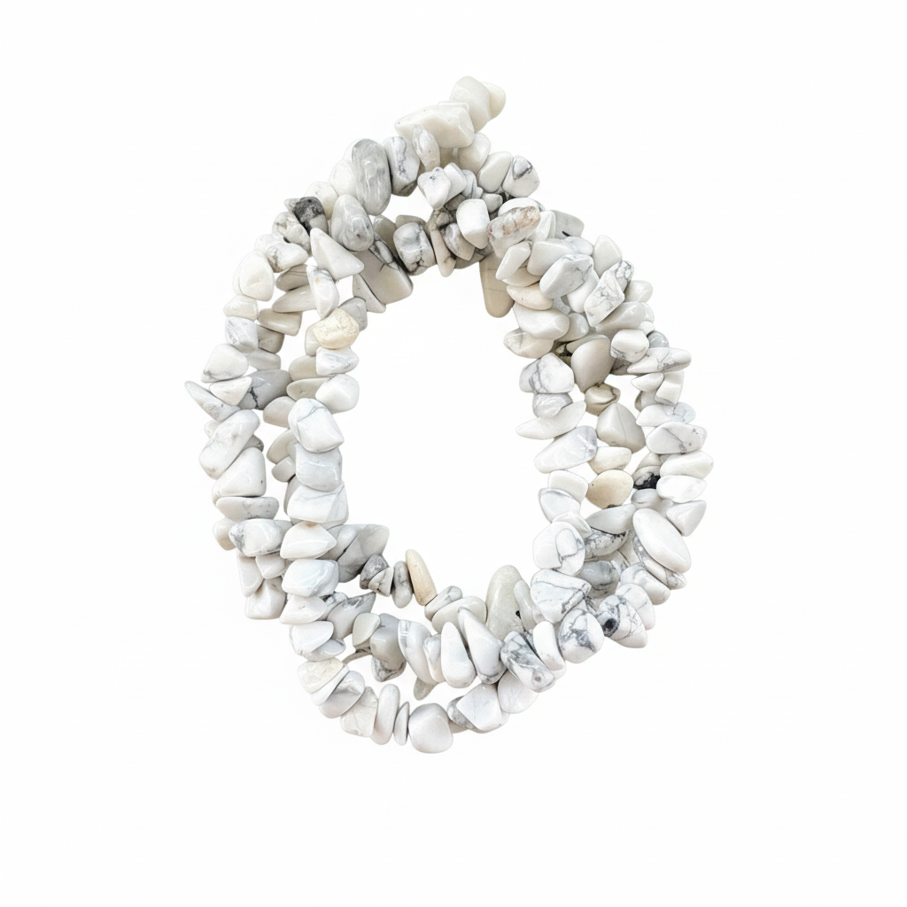 Perles chips howlite fond blanc