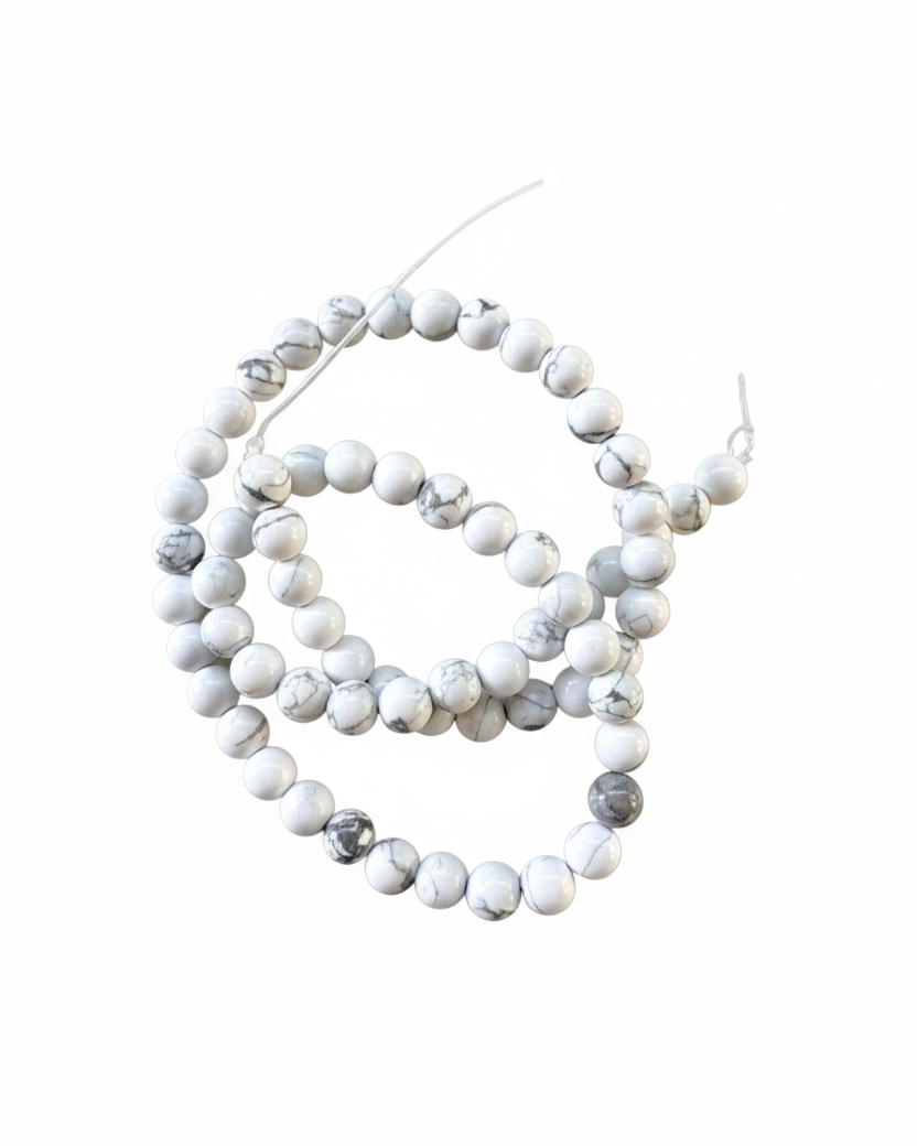 perlesetcreationbijoux - perles rondes en howlite naturelle de 6 mm