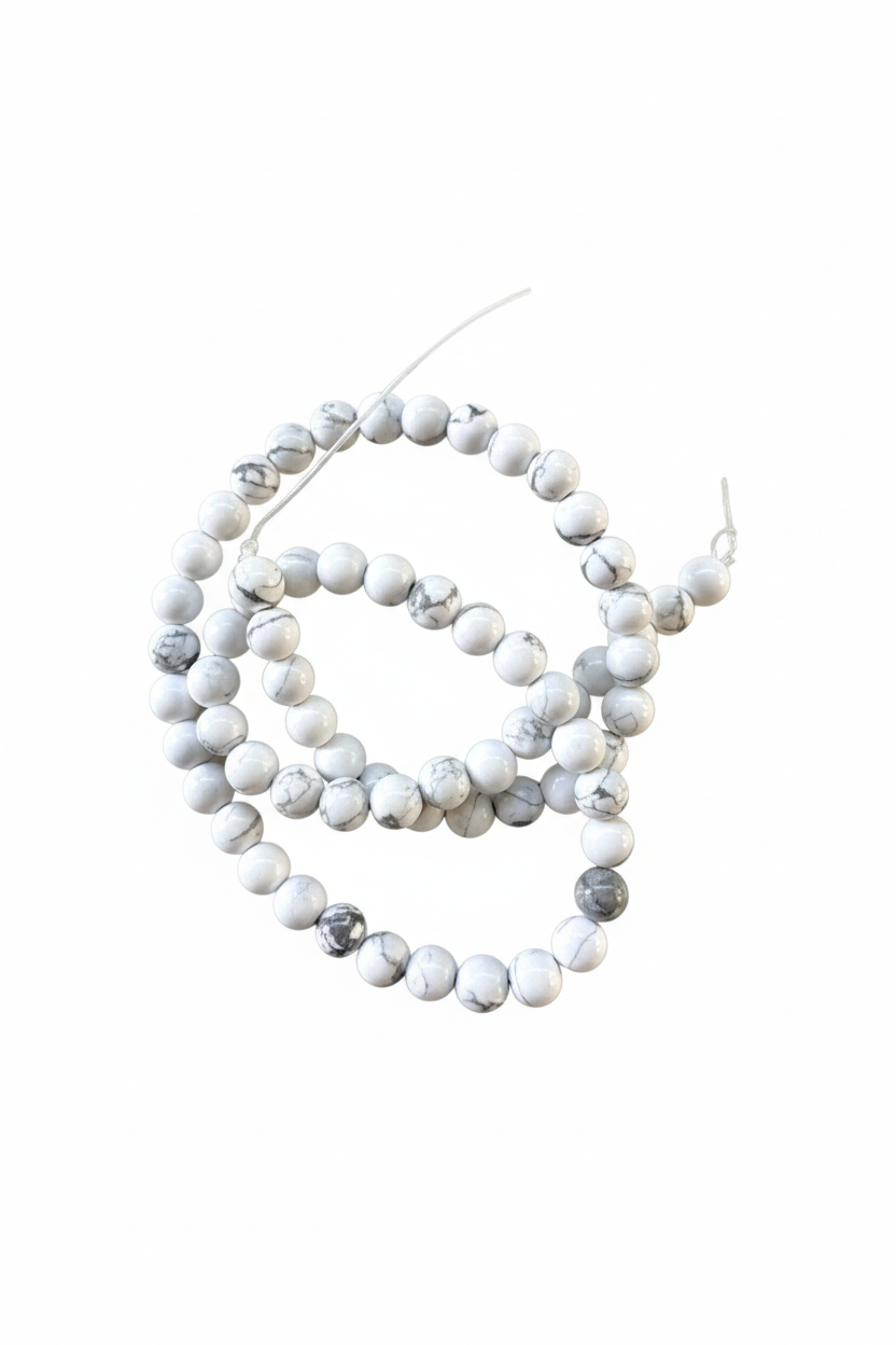 perlesetcreationbijoux - perles rondes en howlite naturelle de 6 mm
