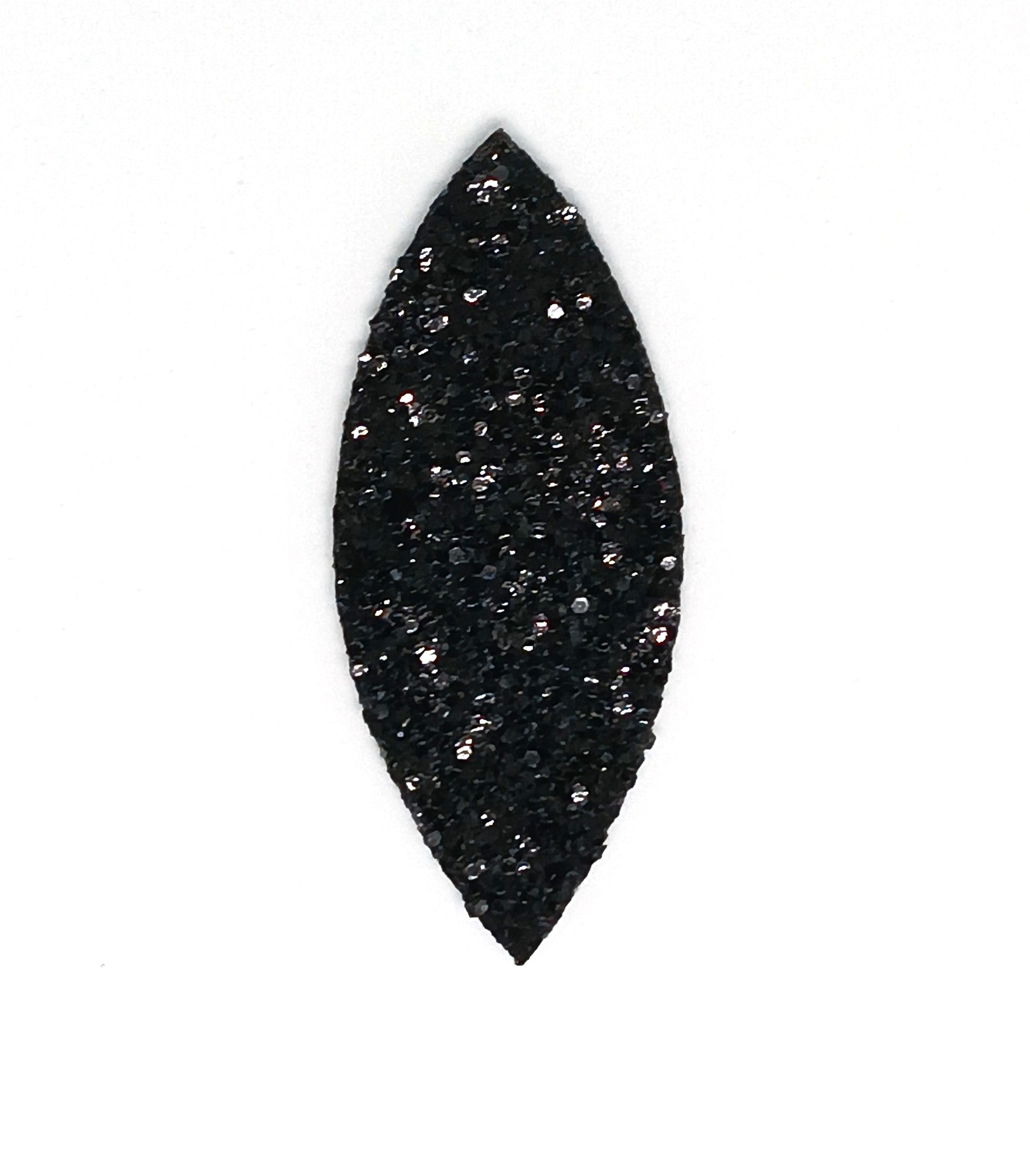 Pendentif navette pailletée en simili cuir - 59x25 mm