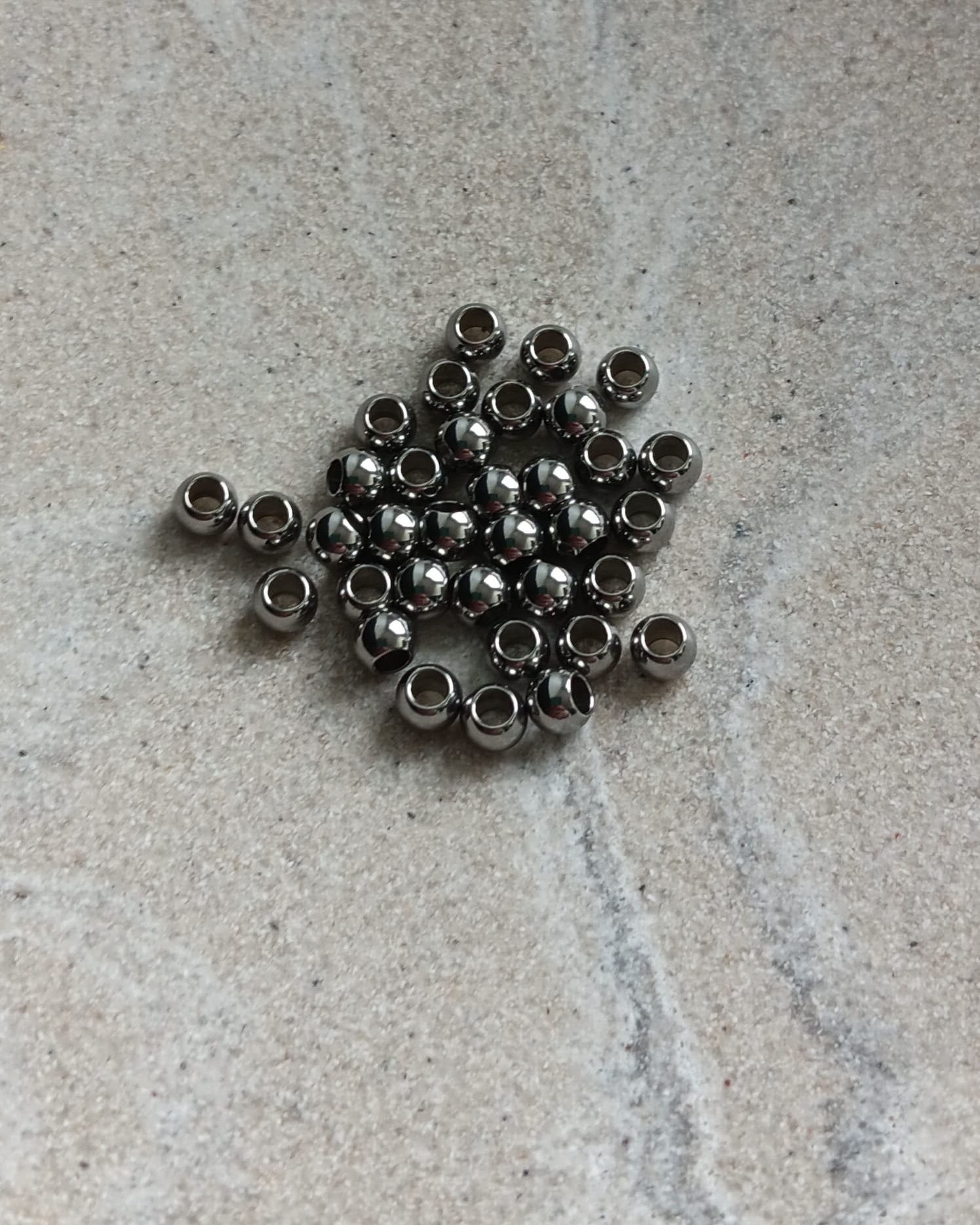Perles rondes en acier inoxydable 304 - 4x3 mm x10