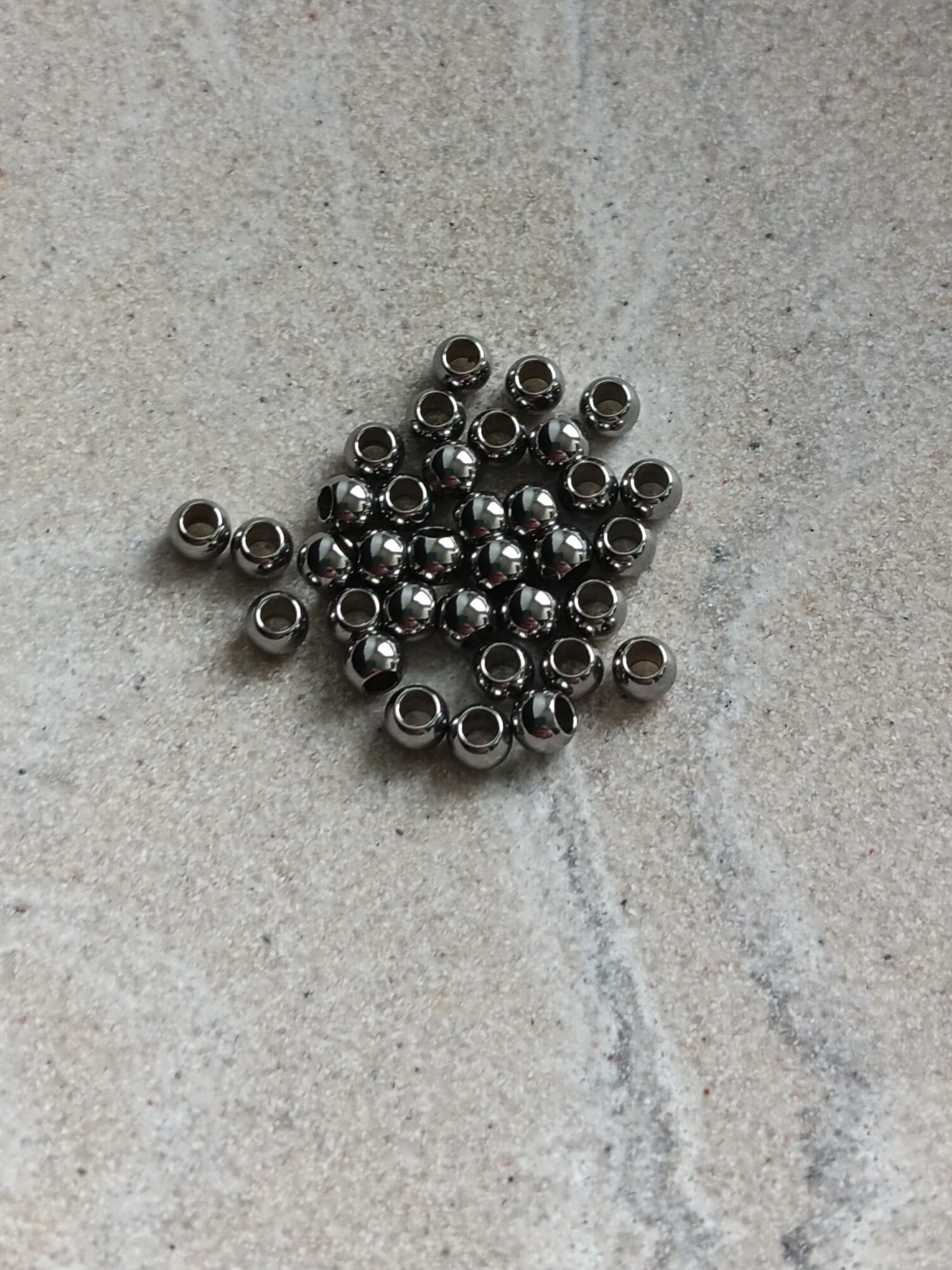 Perles rondes en acier inoxydable 304 - 4x3 mm x10